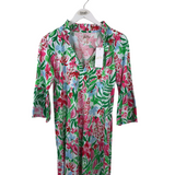 LILLY PULITZER NWT$128 FLORAL FLARE SLEEVE DESIGNER DRESS GREEN RED SMALL