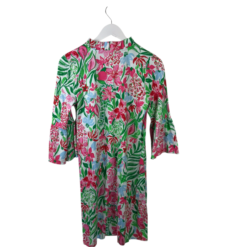 LILLY PULITZER NWT$128 FLORAL FLARE SLEEVE DESIGNER DRESS GREEN RED SMALL
