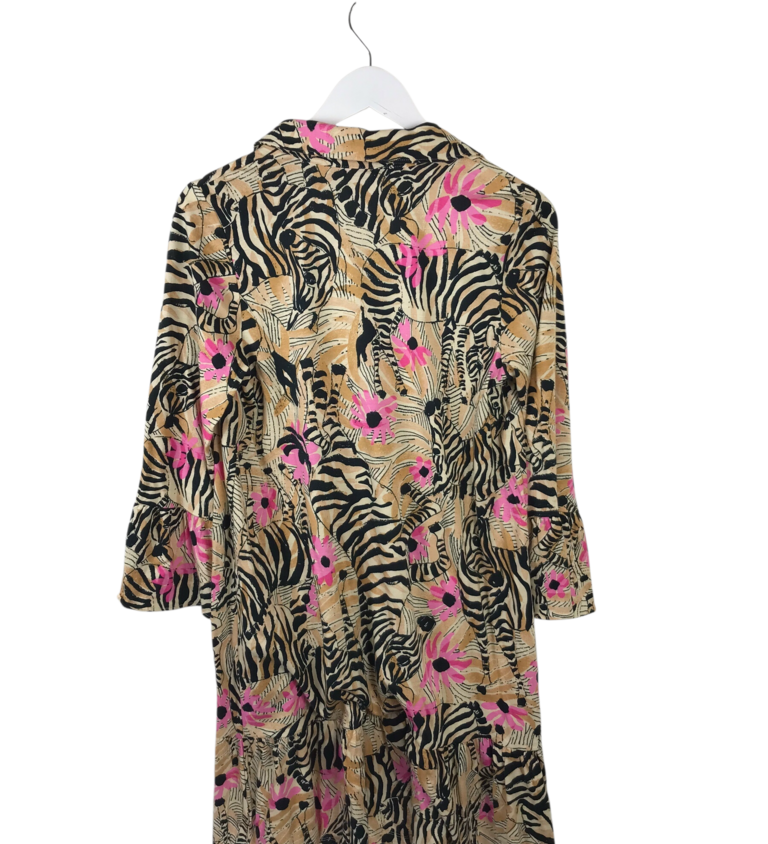LILLY PULITZER NWT$148 FLARE SLEEVE DESIGNER DRESS TAN BLACK SMALL