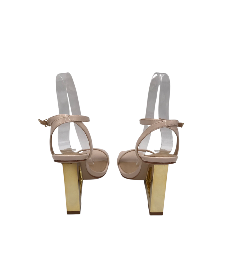 SCHUTZ NWOT$148 LEATHER HEEL SANDAL SHOES PINK GOLD 7B