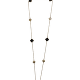 .925 STATION CLOVER NECKLACE GOLDTONE BLACK