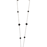 .925 STATION CLOVER NECKLACE SILVER BLACK