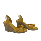 VINCE CAMUTO LEATHER ESPADRILLE WEDGE SHOES YELLOW WHITE 7