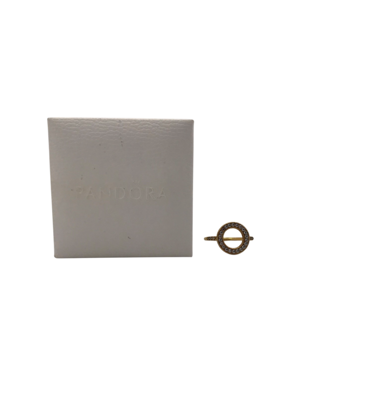 PANDORA HALO CZ RING GOLDTONE 6