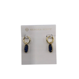 KENDRA SCOTT DANGLE GEMSTONE EARRINGS GOLDTONE NAVY