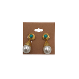 JULIE VOS DROP PEARL EARRINGS GOLD WHITE
