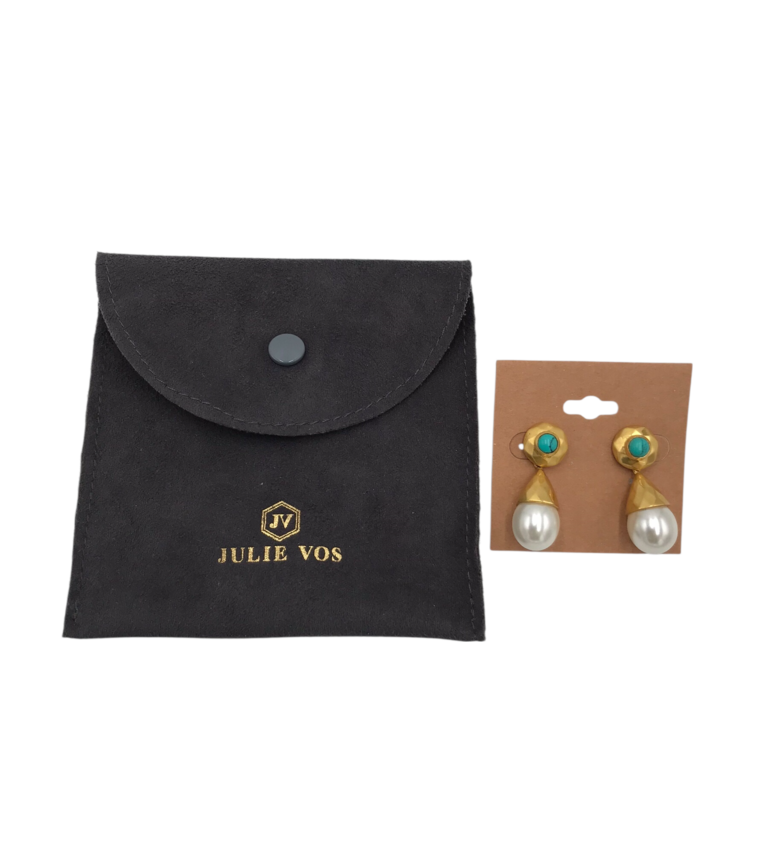 JULIE VOS DROP PEARL EARRINGS GOLD WHITE