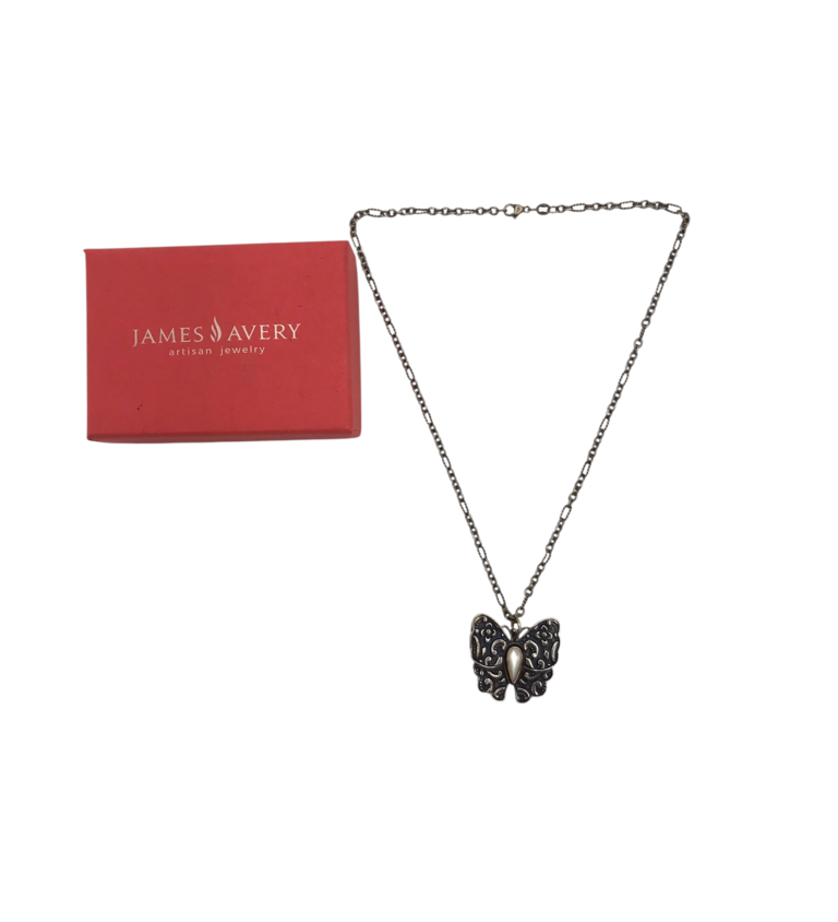 JAMES AVERY RETIRED BUTTERFLY PENDANT NECKLACE .925 BRONZE