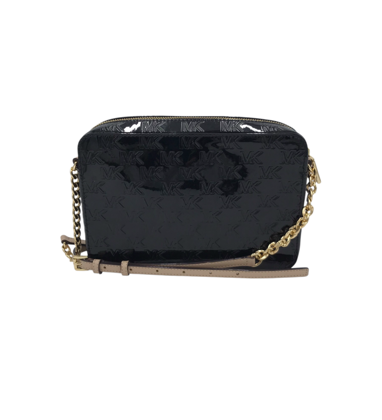 MICHAEL MICHAEL KORS RET$228 PATENT LEATHER CROSSBODY HANDBAG BLACK