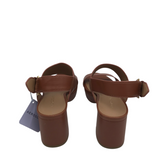 AEROSOLES NWT$89 LEATHER BLOCK-HEEL SANDAL SHOES BROWN 5.5