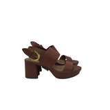 AEROSOLES NWT$89 LEATHER BLOCK-HEEL SANDAL SHOES BROWN 5.5