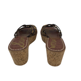 SAM EDELMAN CALF-HAIR WEDGE SANDAL SHOES BROWN TAN 6