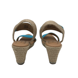ME TOO ESPADRILLE WEDGE SHOES BLUE TAN 7