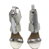 BCBGMAXAZRIA LEATHER WEDGE SANDAL SHOES WHITE 7