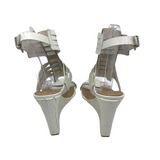 BCBGMAXAZRIA LEATHER WEDGE SANDAL SHOES WHITE 7