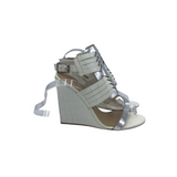 BCBGMAXAZRIA LEATHER WEDGE SANDAL SHOES WHITE 7