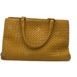 BOTTEGA VENETA INTRECCIATO WOVEN NAPPA LEATHER LUXE HANDBAG YELLOW 13L x 9H x 8.5H