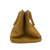 BOTTEGA VENETA INTRECCIATO WOVEN NAPPA LEATHER LUXE HANDBAG YELLOW 13L x 9H x 8.5H