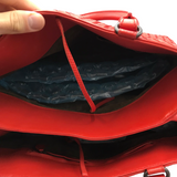 BOTTEGA VENETA INTRECCIATO WOVEN NAPPA LEATHER LUXE HANDBAG RED 19L x 9H x 8.5W