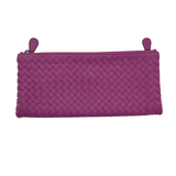 BOTTEGA VENETA LEATHER CLUTCH LUXE HANDBAG PURPLE 10L x 4.5 H