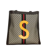 GUCCI DIY OPHIDA TOTE "S" LETTER PATCH w/POUCH LUXE HANDBAG BEIGE 20x20x2