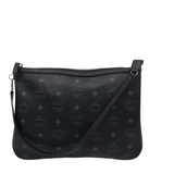 MCM VISTOS CANVAS WRISTLET LUXE HANDBAG BLACK 11W x 8H