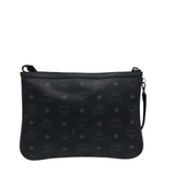 MCM VISTOS CANVAS WRISTLET LUXE HANDBAG BLACK 11W x 8H
