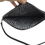 MCM VISTOS CANVAS WRISTLET LUXE HANDBAG BLACK 11W x 8H