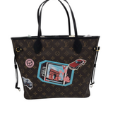 LOUIS VUITTON NEVERFULL MM WORLD TOUR MONO LUXE HANDBAG BROWN 18L x 10H x 6W