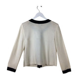 ST JOHN JEANS BUTTONS 3/4 SLEEVE DESIGNER CARDIGAN CREAM BLACK 6