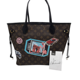 LOUIS VUITTON NEVERFULL MM WORLD TOUR MONO LUXE HANDBAG BROWN 18L x 10H x 6W