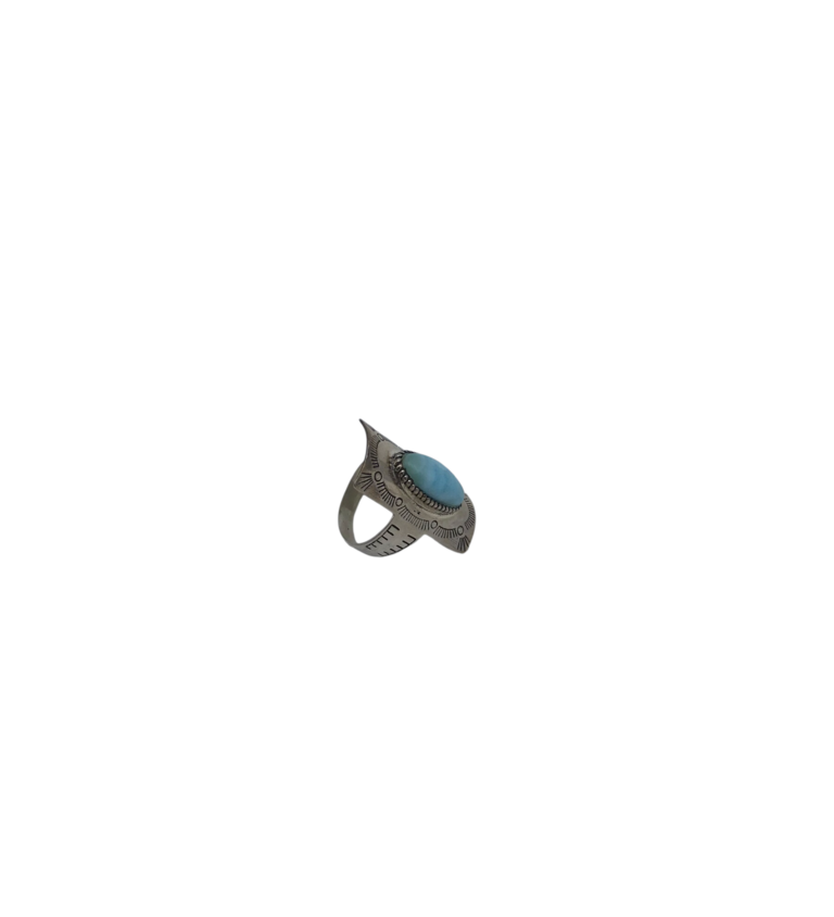 .925 AZTEC GEMSTONE RING SILVER TURQUOISE 8.5