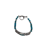 .925 BEADED TOGGLE CLASP BRACELET SILVER TURQUOISE