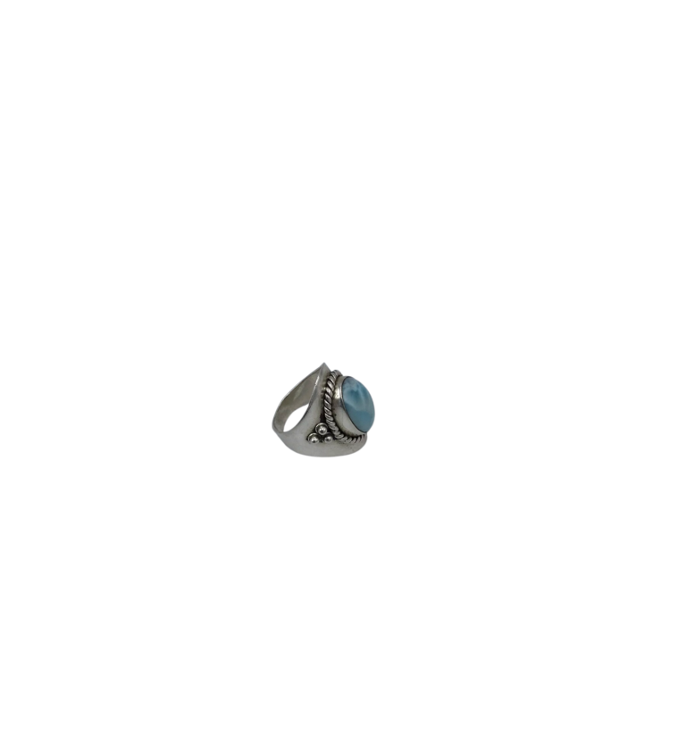 .925 ROPE TRIM GEMSTONE RING SILVER BLUE 8.5