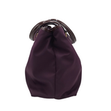 FERRAGAMO PATENT/NYLON SHOULDER LUXE HANDBAG PLUM