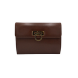 FERRAGAMO LEATHER SHOULDER LUXE HANDBAG BROWN