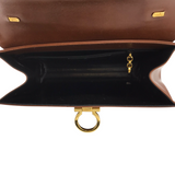 FERRAGAMO LEATHER SHOULDER LUXE HANDBAG BROWN