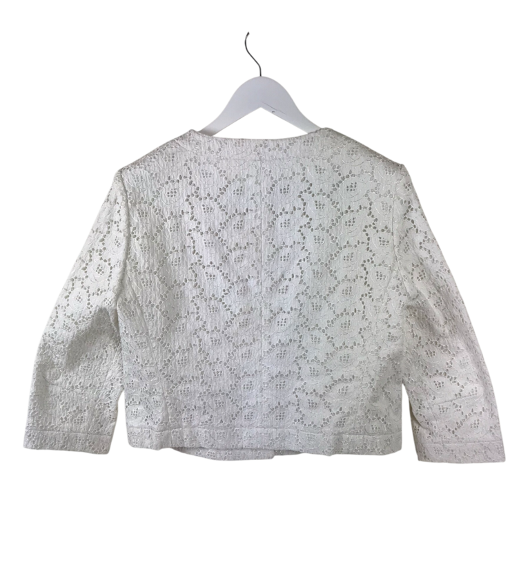 LAFAYETTE 148 BRODERIE 3/4 SLEEVE DESIGNER BLAZER WHITE 8