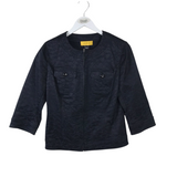 ST JOHN ZIP 3/4 SLEEVE DESIGNER BLAZER BLACK 8