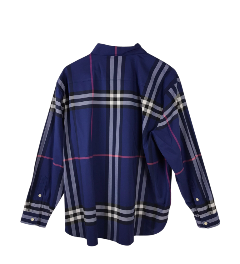 HINSON WU PLAID LONG SLEEVE DESIGNER BLOUSE BLUE BLACK XLARGE