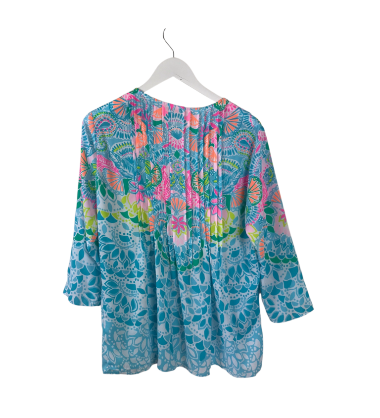 LILLY PULITZER NWT$158 3/4 SLEEVE DESIGNER TOP BLUE PINK SMALL