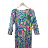 LILLY PULITZER NWT$138 3/4 SLEEVE DESIGNER DRESS BLUE YELLOW MEDIUM