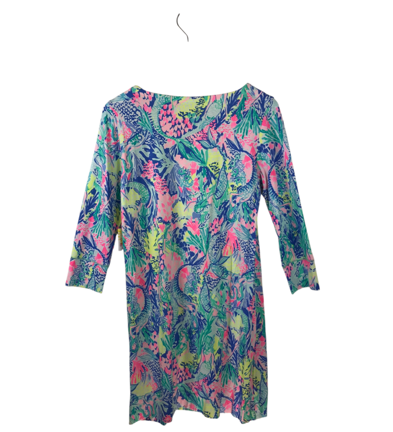 LILLY PULITZER NWT$138 3/4 SLEEVE DESIGNER DRESS BLUE YELLOW MEDIUM