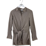 PHILLIP LIM RET$395 STRIPE LONG SLEEVE DESIGNER BLOUSE BROWN CREAM 6