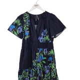 ANTHROPOLOGIE FLORAL SHORT SLEEVE DRESS NAVY MULTI LP
