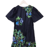 ANTHROPOLOGIE FLORAL SHORT SLEEVE DRESS NAVY MULTI LP