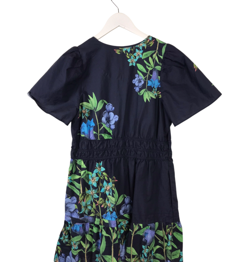 ANTHROPOLOGIE FLORAL SHORT SLEEVE DRESS NAVY MULTI LP