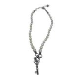 BARBARA BIXBY .925/18K PEARLS KEY PENDANT NECKLACE WHITE SILVER