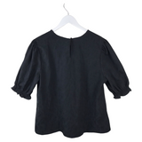TED BAKER JACQUARD FLORAL PUFF SLEEVE DESIGNER TOP BLACK XLARGE