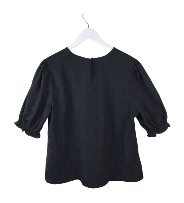 TED BAKER JACQUARD FLORAL PUFF SLEEVE DESIGNER TOP BLACK XLARGE